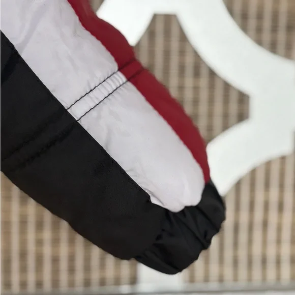 Jordan Black Puffer Jacket with Red and White Stripes - Picture 2 of 6